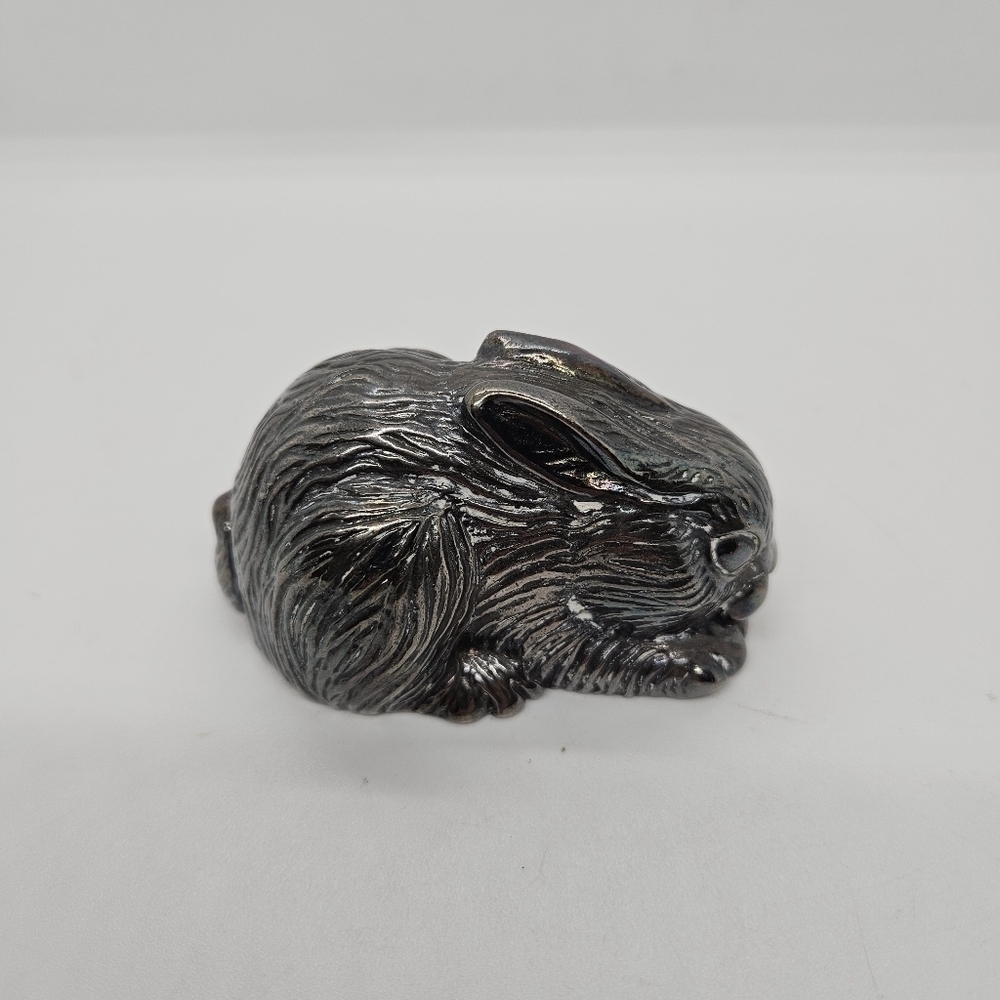 Reed & Barton silver plate rabbit music box MISSING KEY